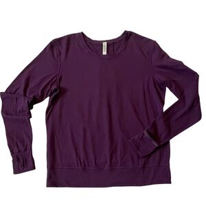 Lululemon Women’s Top Rush Hour Size 10 Ling Sleeves Darkest Magenta Purple